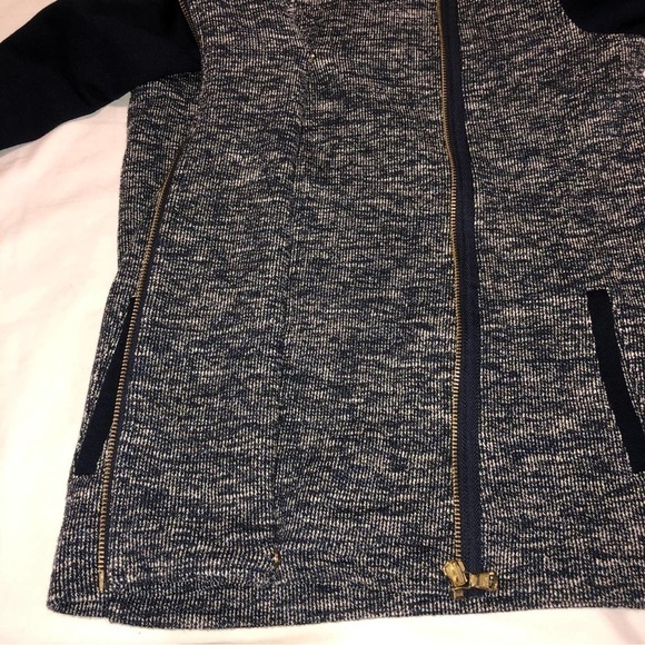 Tommy Hilfiger Athluxe Mixed Fabric Blue Tweed Gold Jacket Extra Small - Picture 11 of 13